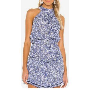 Poupette St. Barth Blue and White Floral Halter Dress